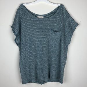FASHION Q Blue & Grey Striped Tee